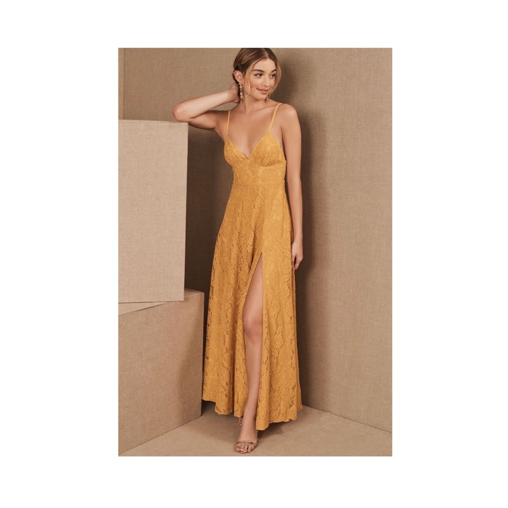 BHLDN Gold Lace Fame & Partners Dress